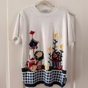 Vintage Blair Garden Scene Sweater Top-Size XL